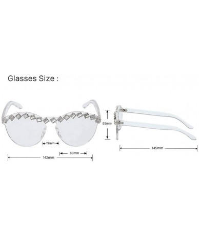 Rimless Fashion Party Rhinestone Rimless One-Piece Candy Colored Lens Luxury Diamond Metal Hinge Cat Sunglasses - CK18XAKNKOI...