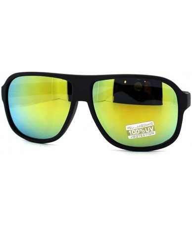 Square Retro Sporty Flat Top Square Aviator Sunglasses Matted Frames Multicolor Lens - Black - C411D6VOIEV $18.57