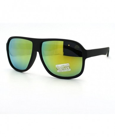 Square Retro Sporty Flat Top Square Aviator Sunglasses Matted Frames Multicolor Lens - Black - C411D6VOIEV $18.57