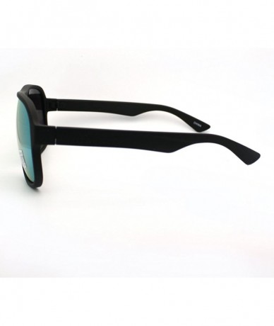 Square Retro Sporty Flat Top Square Aviator Sunglasses Matted Frames Multicolor Lens - Black - C411D6VOIEV $18.57