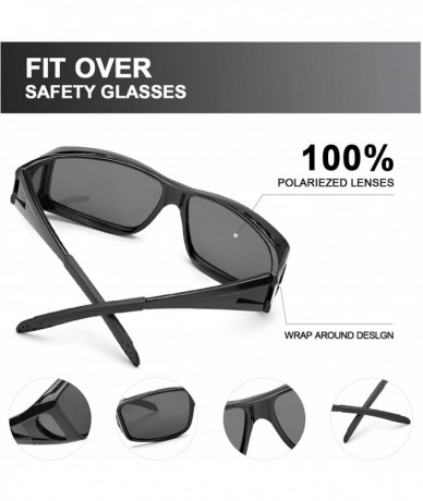 Shield Sunglasses Polarized Prescription Protection - Black Frame Polarized Grey Lens Wrap Around Sunglasses - CZ18TKAWULU $4...