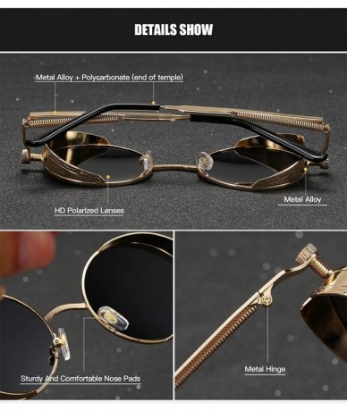 Sport Polarized Round Sunglasses for Men Driving Fishing UV400 Protection Alloy Golden Frame - Gold - C818AXU3M0Z $28.04