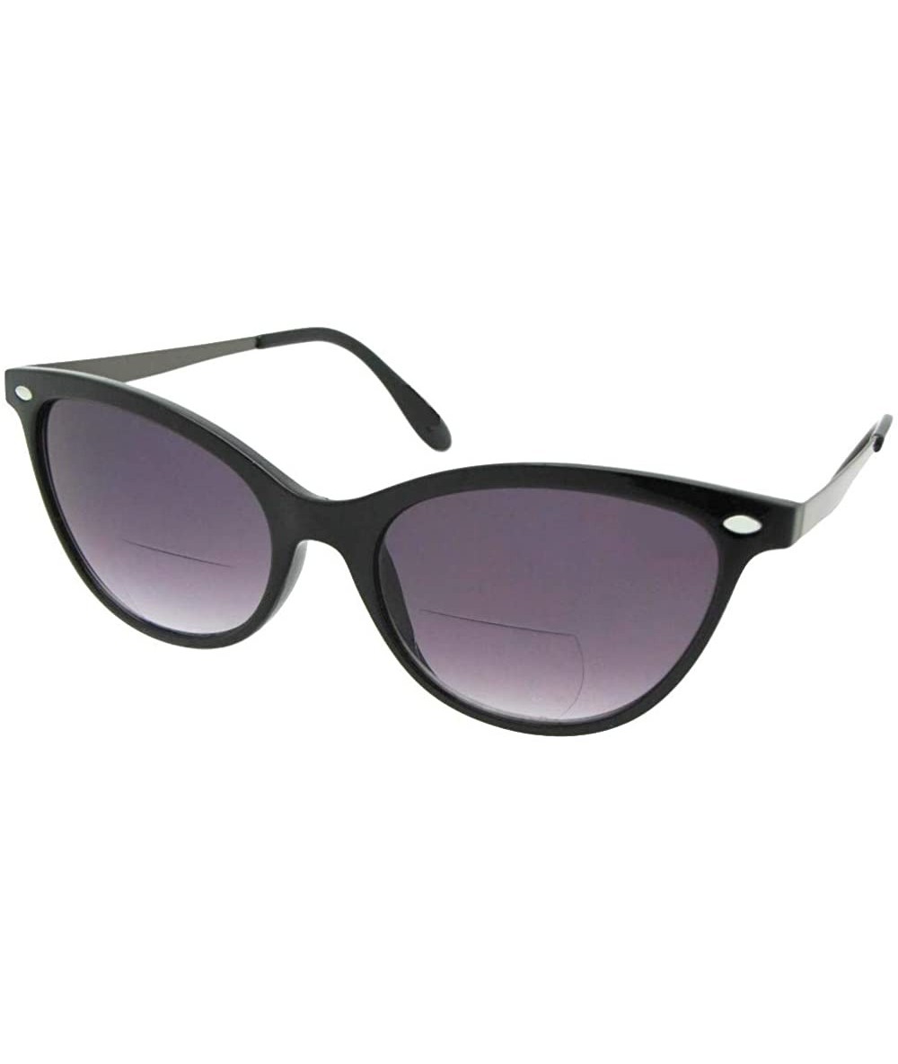 Cat Eye Bifocal Sunglasses Women's Cat-eye B105 - Black Frame Gray Lenses - CD18Z7RRN2D $28.97