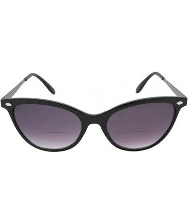 Cat Eye Bifocal Sunglasses Women's Cat-eye B105 - Black Frame Gray Lenses - CD18Z7RRN2D $28.97