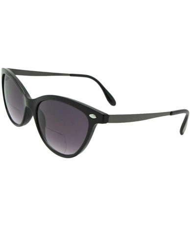 Cat Eye Bifocal Sunglasses Women's Cat-eye B105 - Black Frame Gray Lenses - CD18Z7RRN2D $28.97