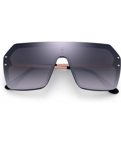 Shield Oversized Shield Sunglasses Flat Top Gradient Lens Rimless Glasses for Women Men - C518RHODAOI $34.24