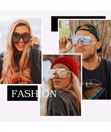 Shield Oversized Shield Sunglasses Flat Top Gradient Lens Rimless Glasses for Women Men - C518RHODAOI $34.24