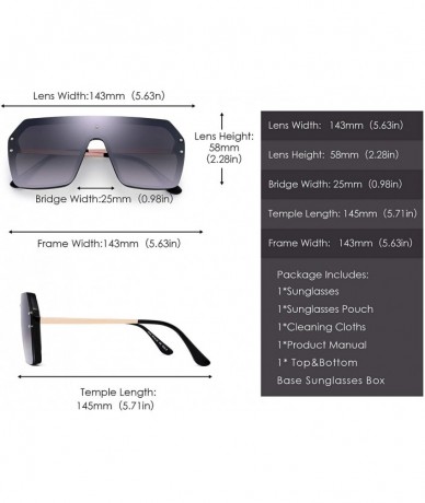 Shield Oversized Shield Sunglasses Flat Top Gradient Lens Rimless Glasses for Women Men - C518RHODAOI $34.24