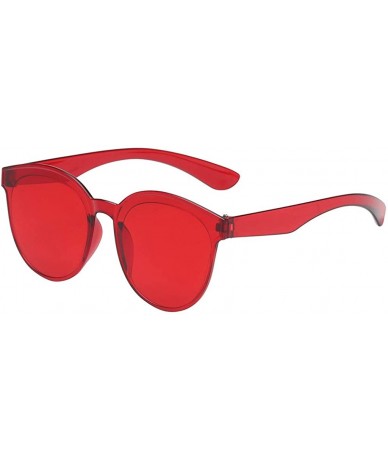 Rimless Fashion Jelly Design Style Sunglasses Classic Retro Sunglasses Resin Lens Sunglasses Ladies Shades - Unisex - Red - C...