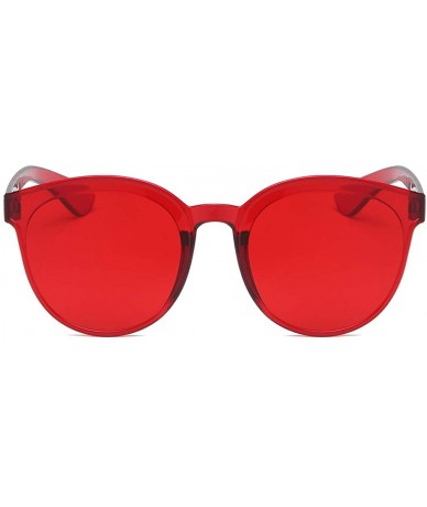 Rimless Fashion Jelly Design Style Sunglasses Classic Retro Sunglasses Resin Lens Sunglasses Ladies Shades - Unisex - Red - C...