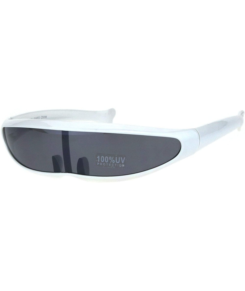 Shield Cyber Punk Monolens Shield Scifi Robotic Cyclops Plastic Sunglasses - White - CT18H8KCT8T $19.52