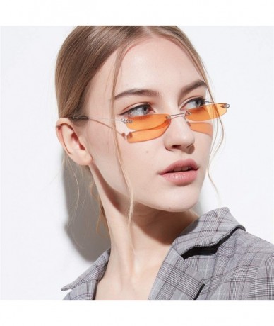 Rectangular Rimless Small Sunglasses Summer Sun Glasses For Men Women Red Blue Black Shades Sunglasses Eyewear - 3 - CG18Y8E7...