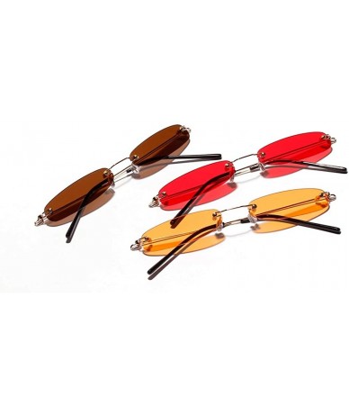 Rectangular Rimless Small Sunglasses Summer Sun Glasses For Men Women Red Blue Black Shades Sunglasses Eyewear - 3 - CG18Y8E7...