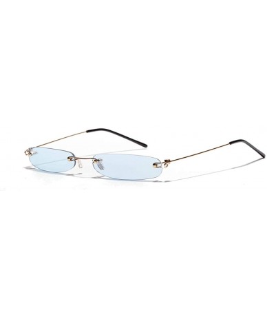 Rectangular Rimless Small Sunglasses Summer Sun Glasses For Men Women Red Blue Black Shades Sunglasses Eyewear - 3 - CG18Y8E7...