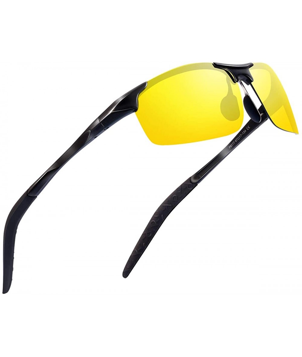 Aviator Polarized Sport Mens Sunglasses HD Lens Metal Frame Driving Shades FD 9005 - Z-z-z-yellow - C618NOCKHK2 $23.81