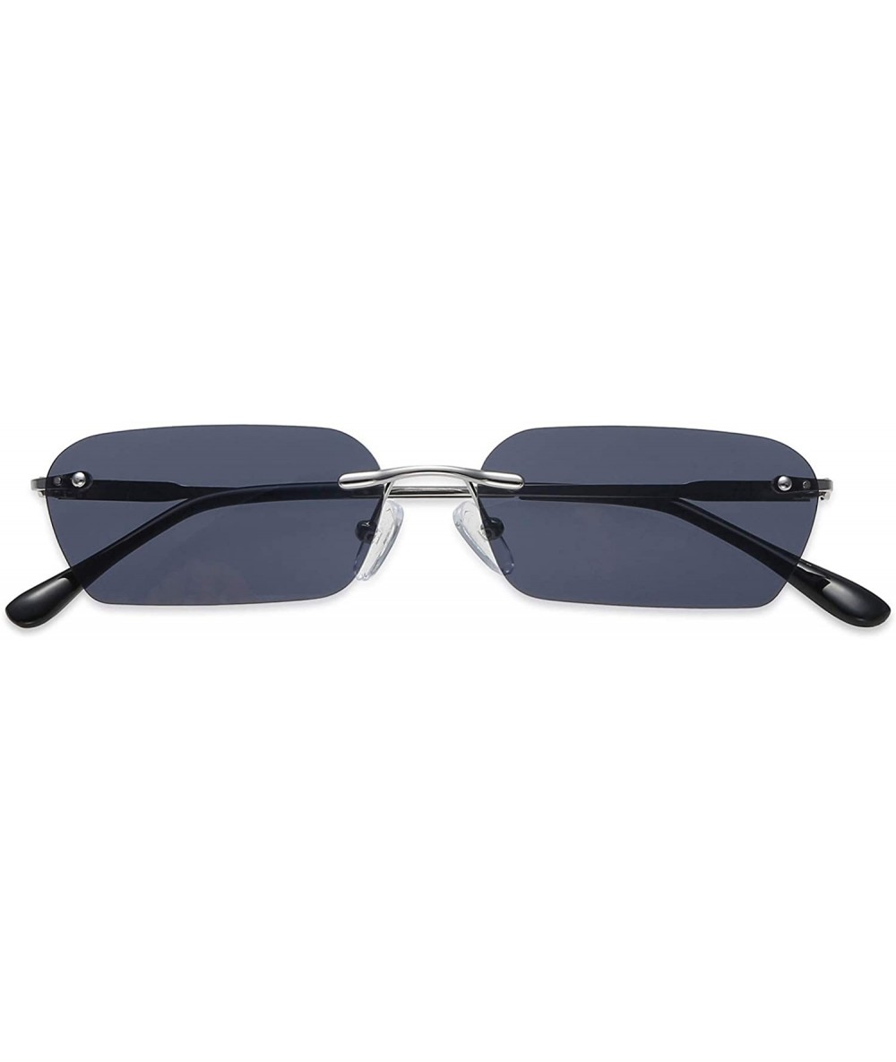 Square Square Sunglasses Rimless Sunglasses Small Shades UV400 VL9522E HALFWAY - C1 Grey Lens - C2198C50SLT $24.43