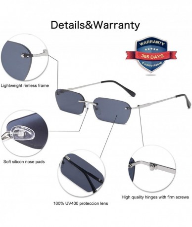 Square Square Sunglasses Rimless Sunglasses Small Shades UV400 VL9522E HALFWAY - C1 Grey Lens - C2198C50SLT $24.43