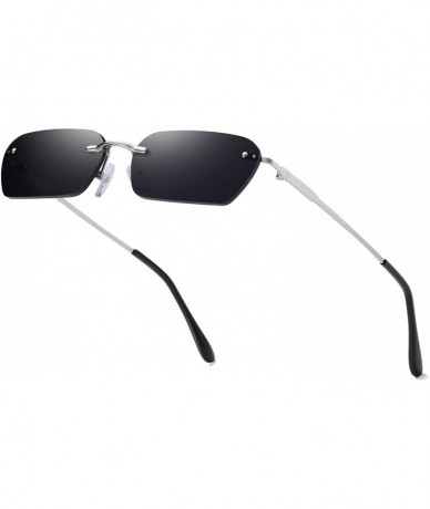 Square Square Sunglasses Rimless Sunglasses Small Shades UV400 VL9522E HALFWAY - C1 Grey Lens - C2198C50SLT $24.43