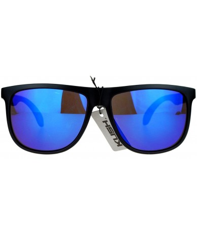 Wayfarer Mirrored Mirror Lens Soft Tip Arm Matte Horned Sunglasses - Blue - C212CP9429P $19.43