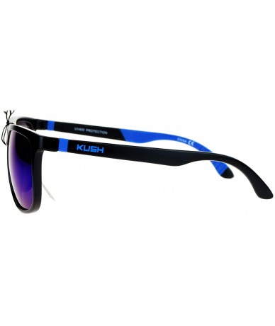 Wayfarer Mirrored Mirror Lens Soft Tip Arm Matte Horned Sunglasses - Blue - C212CP9429P $19.43