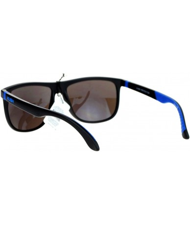 Wayfarer Mirrored Mirror Lens Soft Tip Arm Matte Horned Sunglasses - Blue - C212CP9429P $19.43