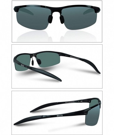 Goggle Mens Sports Polarized Sunglasses UV Protection Sunglasses for Men 8177s - Black Frame Green Lens - CV1897XIMQK $42.89