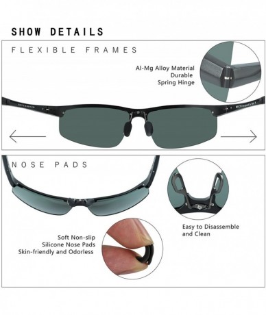 Goggle Mens Sports Polarized Sunglasses UV Protection Sunglasses for Men 8177s - Black Frame Green Lens - CV1897XIMQK $42.89