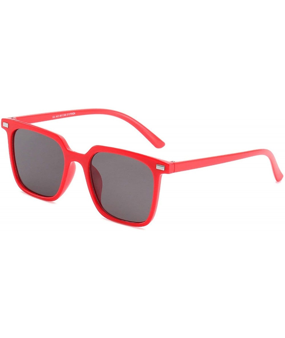 Oval Vintage style Square Sunglasses for Unisex PC AC UV 400 Protection Sunglasses - Red Grey - CO18T2WDAW2 $28.25