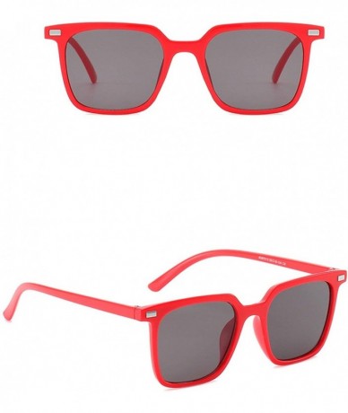 Oval Vintage style Square Sunglasses for Unisex PC AC UV 400 Protection Sunglasses - Red Grey - CO18T2WDAW2 $28.25