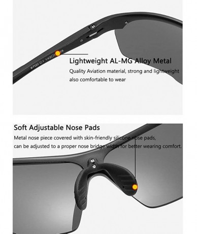 Wayfarer Men's Polarized Sunglasses for Driving Fishing Golf Metal Glasses UV400 - Upgare Black - CS18ZD8YOUG $35.24