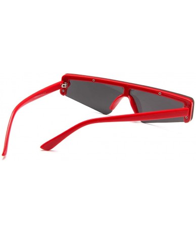 Semi-rimless Unisex Square Small Frame Sunglasses Retro Eyewear Fashion Eyeglass Beach Play Travel Glasses - Red - C818SWD55A...