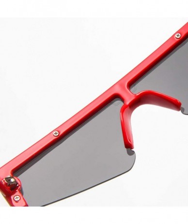 Semi-rimless Unisex Square Small Frame Sunglasses Retro Eyewear Fashion Eyeglass Beach Play Travel Glasses - Red - C818SWD55A...