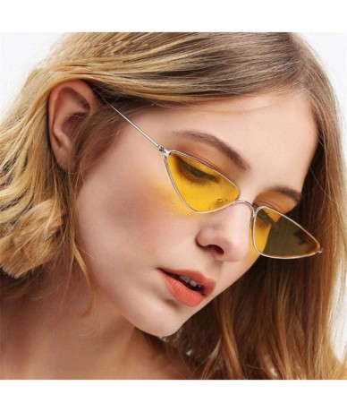 Oversized Cat Eye Sunglasses Women Men Vintage Pink Glasses Luxury Brand Designer YELLOW - Gold - CT18YLYU9NQ $18.17