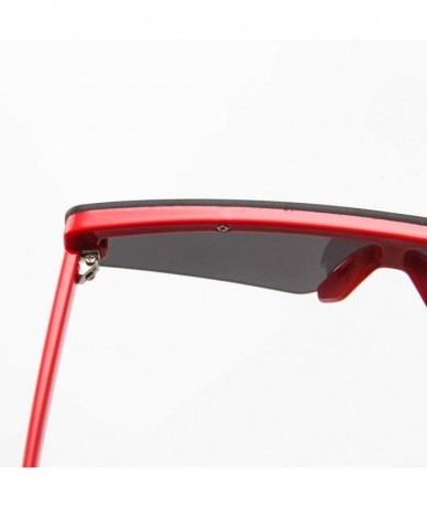 Semi-rimless Unisex Square Small Frame Sunglasses Retro Eyewear Fashion Eyeglass Beach Play Travel Glasses - Red - C818SWD55A...