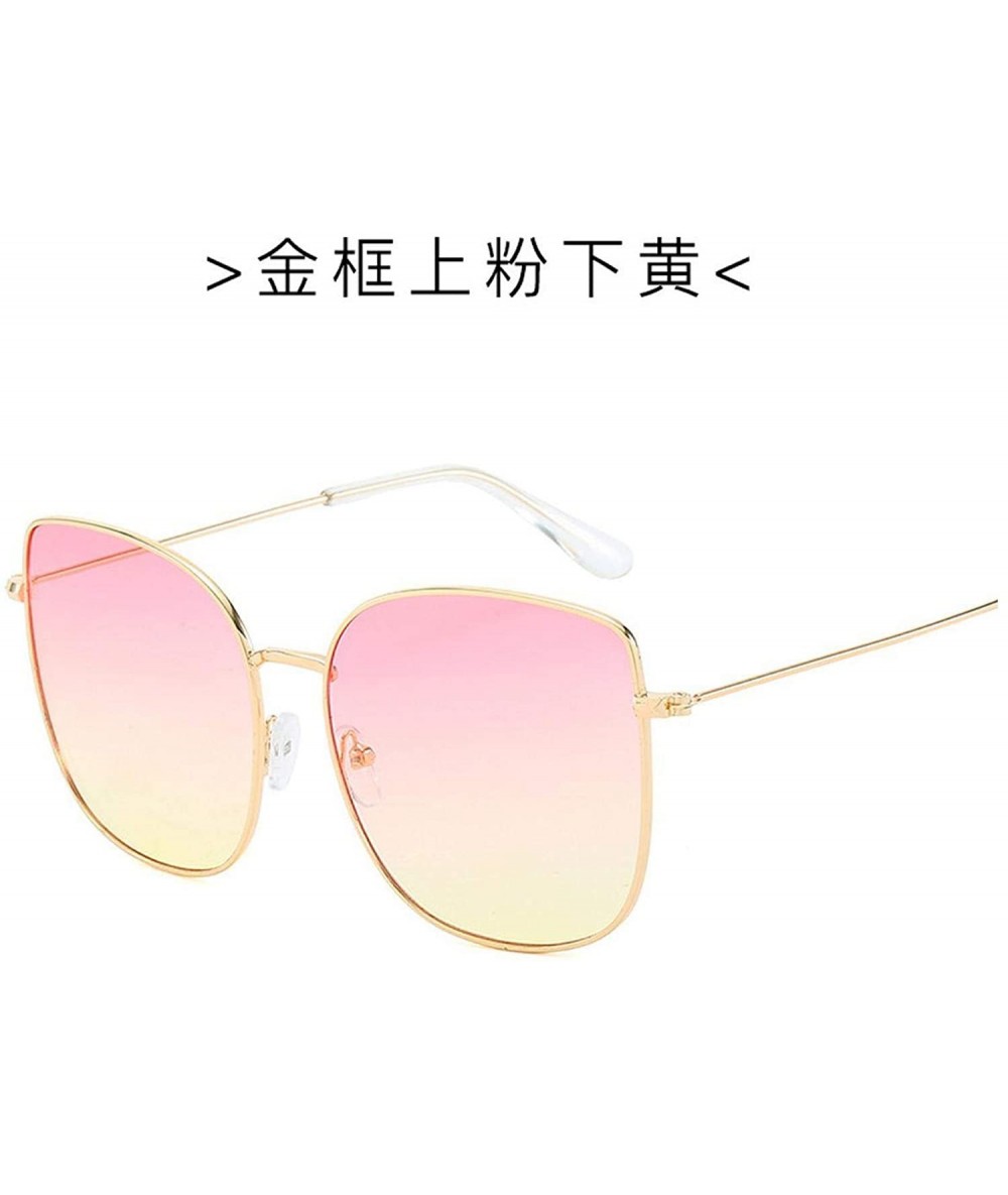 Round New Retro Metal Square Gradient Sunglasses Fashion Luxury Mirror Oversized Women Vintage UV400 - 3 - C0198A5HO6R $59.63