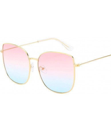 Round New Retro Metal Square Gradient Sunglasses Fashion Luxury Mirror Oversized Women Vintage UV400 - 3 - C0198A5HO6R $59.63