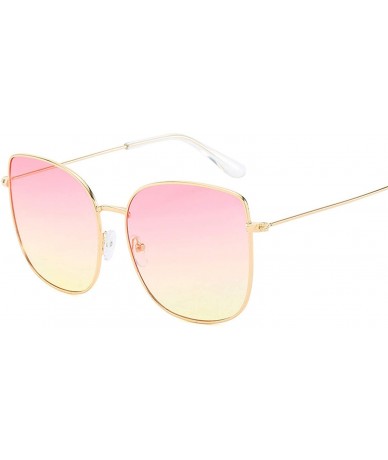 Round New Retro Metal Square Gradient Sunglasses Fashion Luxury Mirror Oversized Women Vintage UV400 - 3 - C0198A5HO6R $59.63