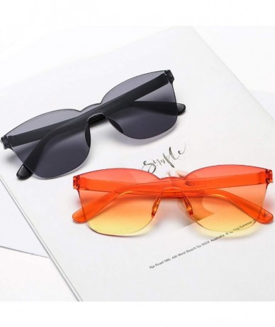 Square Unisex Fashion Sunglasses Retro Sunglasses Solid Color Square Sunglasses Beach Frameless Siamese Sunglasses - F - CN19...