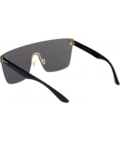 Rimless Rimless Square Sunglasses Unisex Oversized Fashion Mirrored Lens UV 400 - Black - CM18A54YQTC $22.19