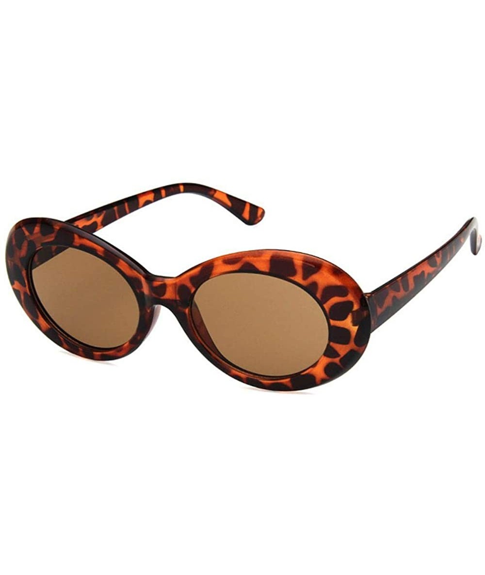 Oval Women Fashion Oval Cat Eye Sunglasses with Case UV400 Protection Beach - Leopard Frame/Brown Lens - CE18WQ3NQXE $36.12