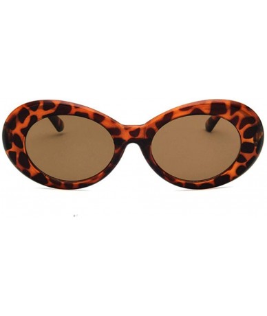 Oval Women Fashion Oval Cat Eye Sunglasses with Case UV400 Protection Beach - Leopard Frame/Brown Lens - CE18WQ3NQXE $36.12