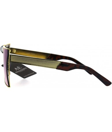 Rectangular Womens 80s Disco Robotic Rectangular Gothic Color Mirror Lens Sunglasses - Gold Teal - CS17YS8CN3Y $23.78