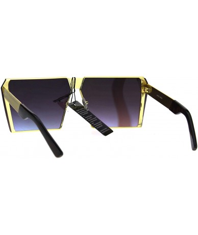 Rectangular Womens 80s Disco Robotic Rectangular Gothic Color Mirror Lens Sunglasses - Gold Teal - CS17YS8CN3Y $23.78