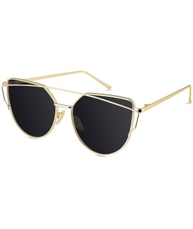 Aviator Sunglasses for Men-Metal Frame Polarized Oversized Cateyes Sunglasses - Gold-black-e10 - C218D3Z2N8N $25.60