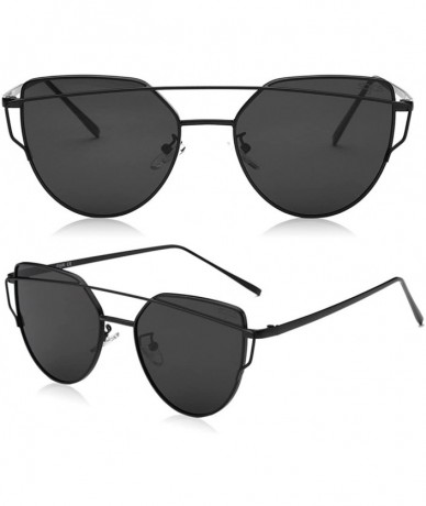 Aviator Sunglasses for Men-Metal Frame Polarized Oversized Cateyes Sunglasses - Gold-black-e10 - C218D3Z2N8N $25.60