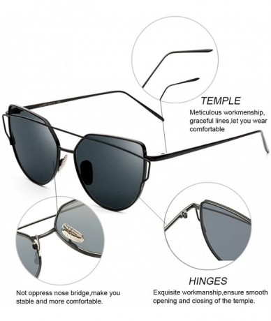 Aviator Sunglasses for Men-Metal Frame Polarized Oversized Cateyes Sunglasses - Gold-black-e10 - C218D3Z2N8N $25.60