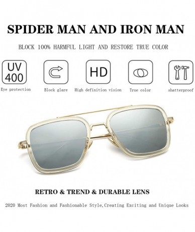 Aviator Tony Stark Sunglasses for Men Women Square Metal Frame - Iron Man and Spider-Man Vintage Sun Glasses - CS1948SU834 $2...