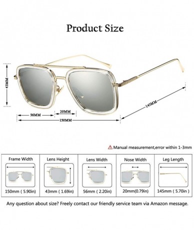 Aviator Tony Stark Sunglasses for Men Women Square Metal Frame - Iron Man and Spider-Man Vintage Sun Glasses - CS1948SU834 $2...