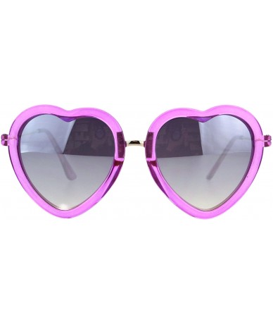 Oval Womens Heart Shaped Sunglasses Translucent Color Frame Lite Mirrored - Purple - C018EE79084 $20.69