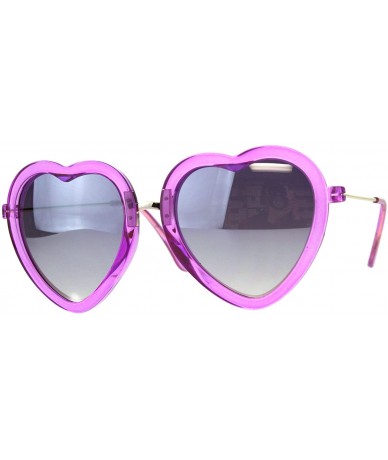 Oval Womens Heart Shaped Sunglasses Translucent Color Frame Lite Mirrored - Purple - C018EE79084 $20.69